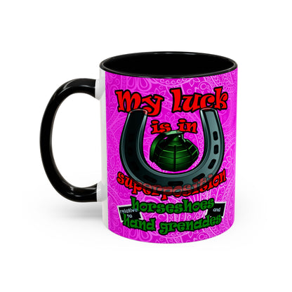 my luck - Accent Mug (pink swirl)