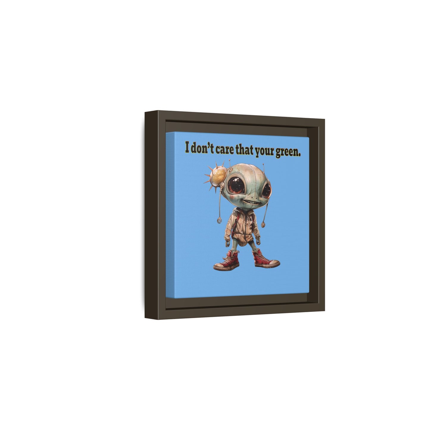 I don't care that your green - framed canvas art (light blue)