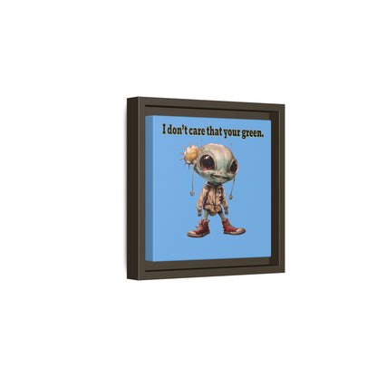 I don't care that your green - framed canvas art (light blue)