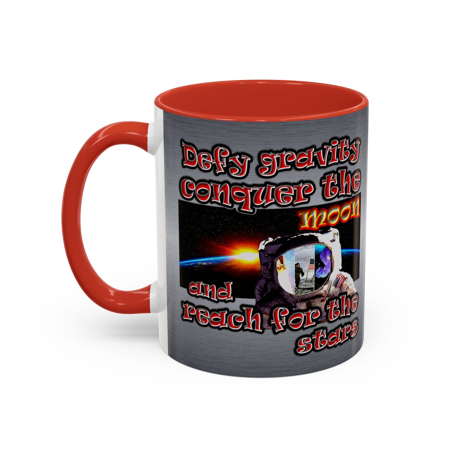 defy conquer reach - Accent Mug (brushed nickel)