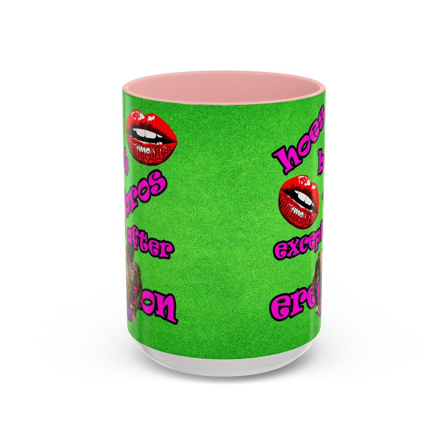 hoes b4 bros - Accent Mug (green turf)