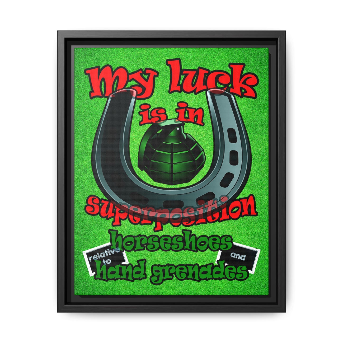 my luck - framed canvas art (green turf)