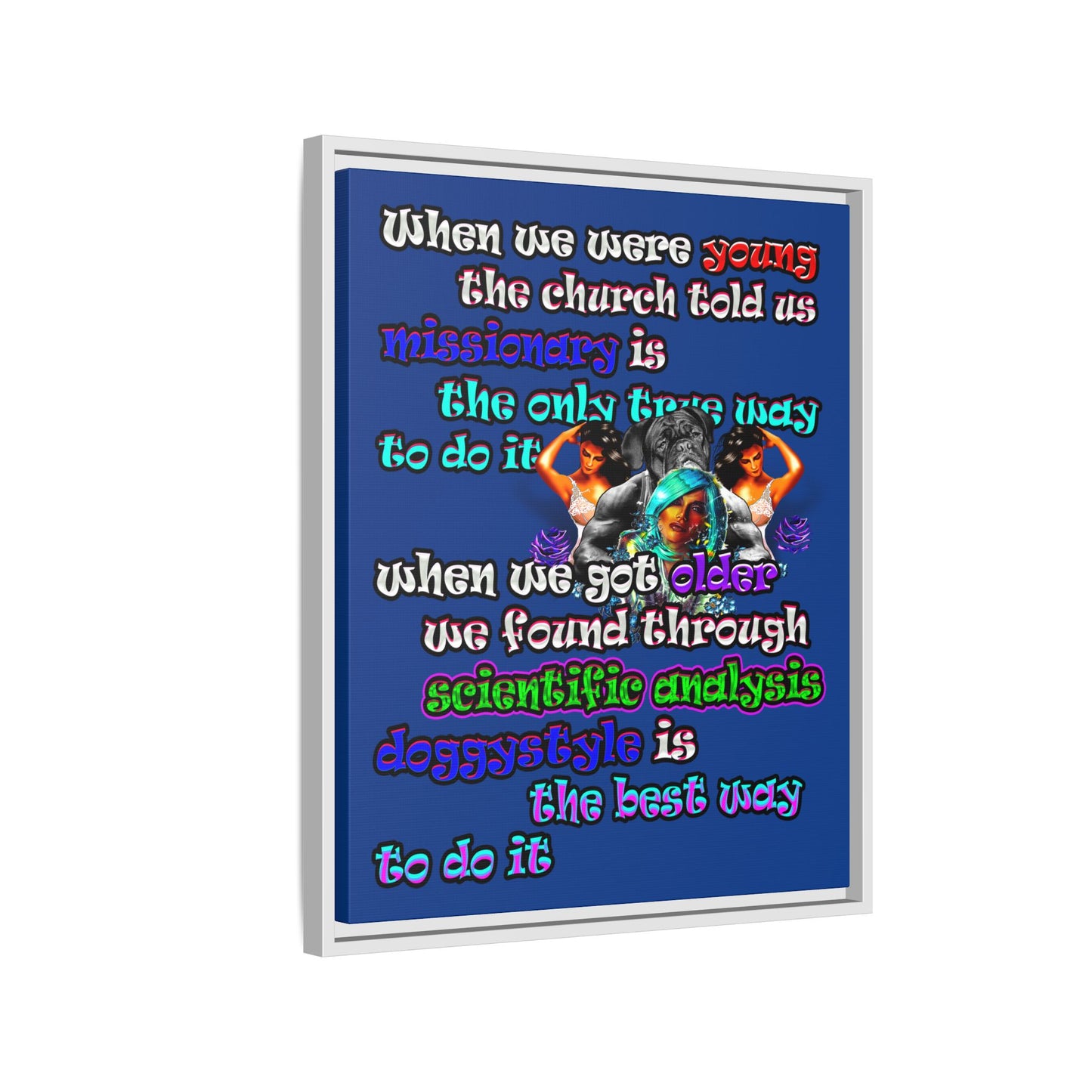 doggystyle - framed canvas art (dark blue)