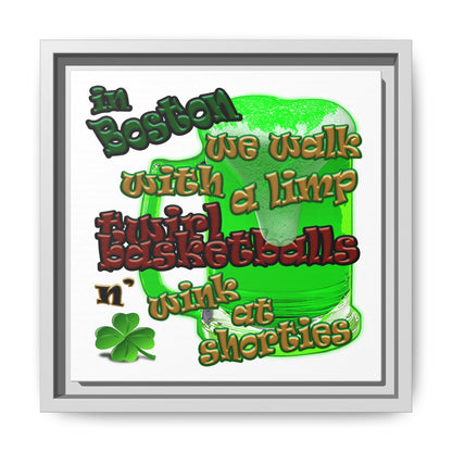 celtics logo - framed canvas art (white)
