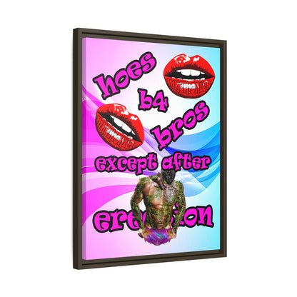 hoes b4 bros - framed canvas art (light blue-pink wave)