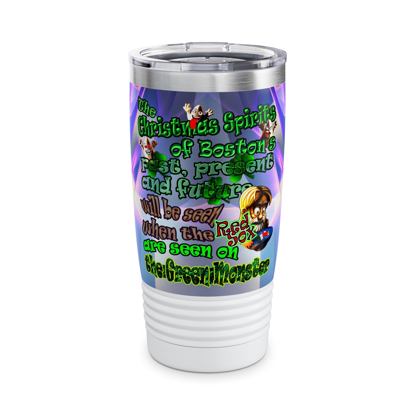 christmas spirits of boston - Ringneck Tumbler, 20oz (grey-pink wave)