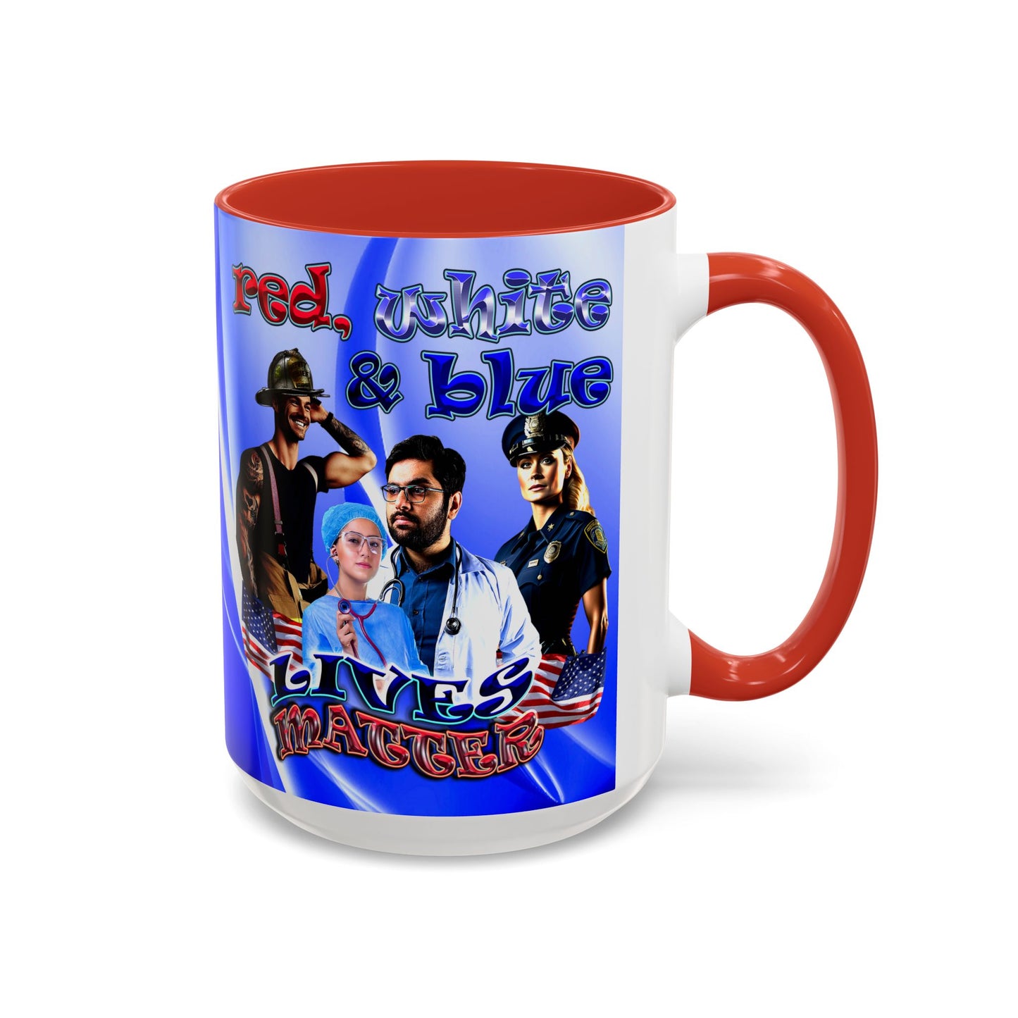 rw&b lives matter - Accent Mug (blue-white wave)