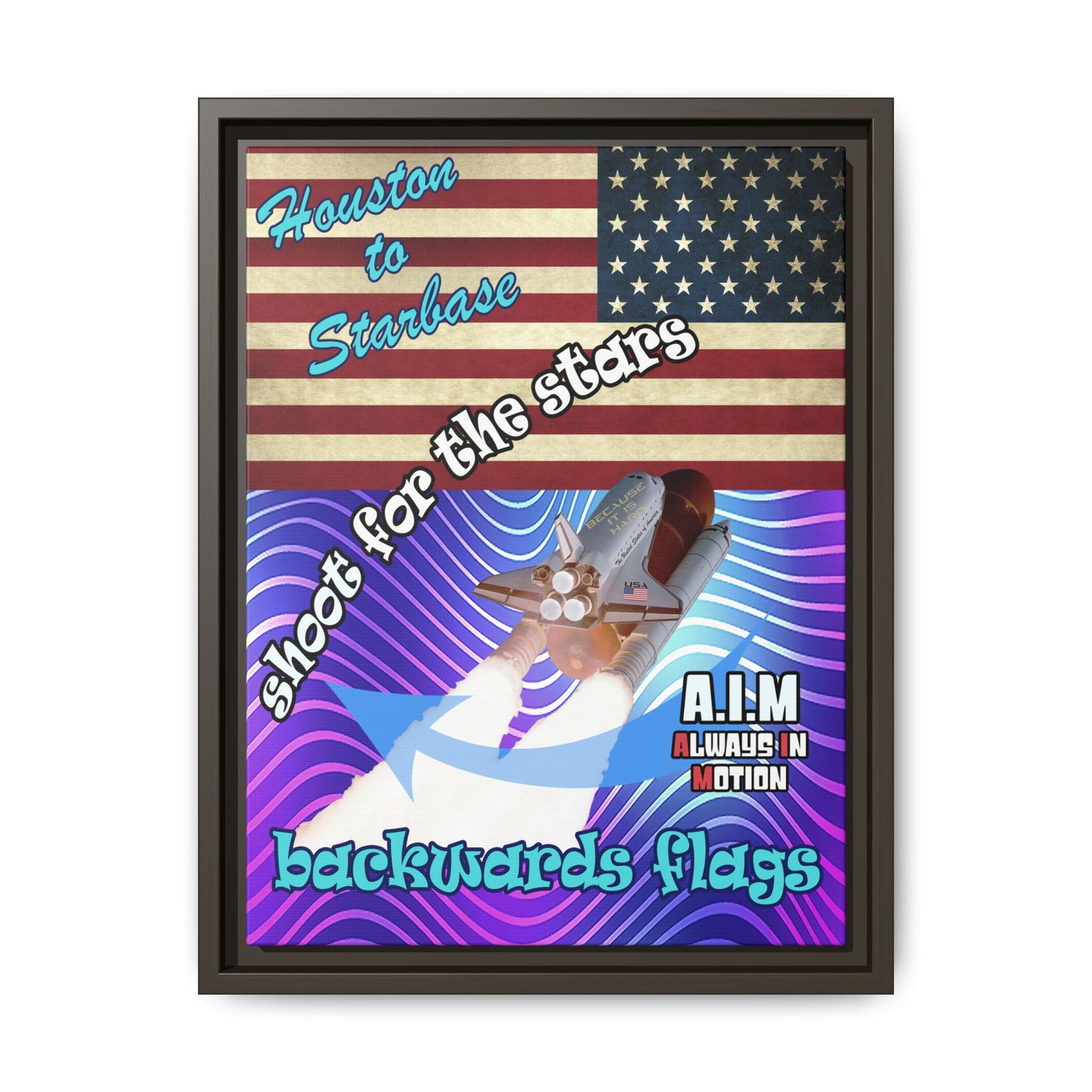shoot for the stars - framed canvas art (purple wave)