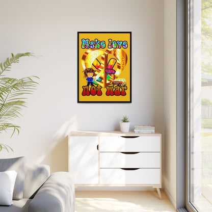 love peace - framed canvas art (yellow)