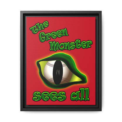 green monster - framed canvas art (dark red)