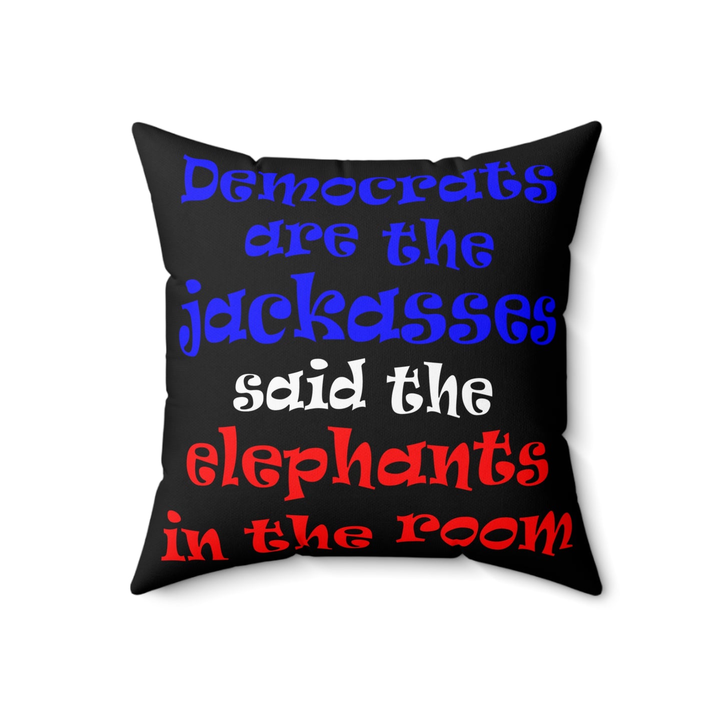 donkeys and elephants - Spun Polyester Square Pillow - (black)