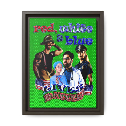 rw&b lives matter - framed canvas art (logo green)