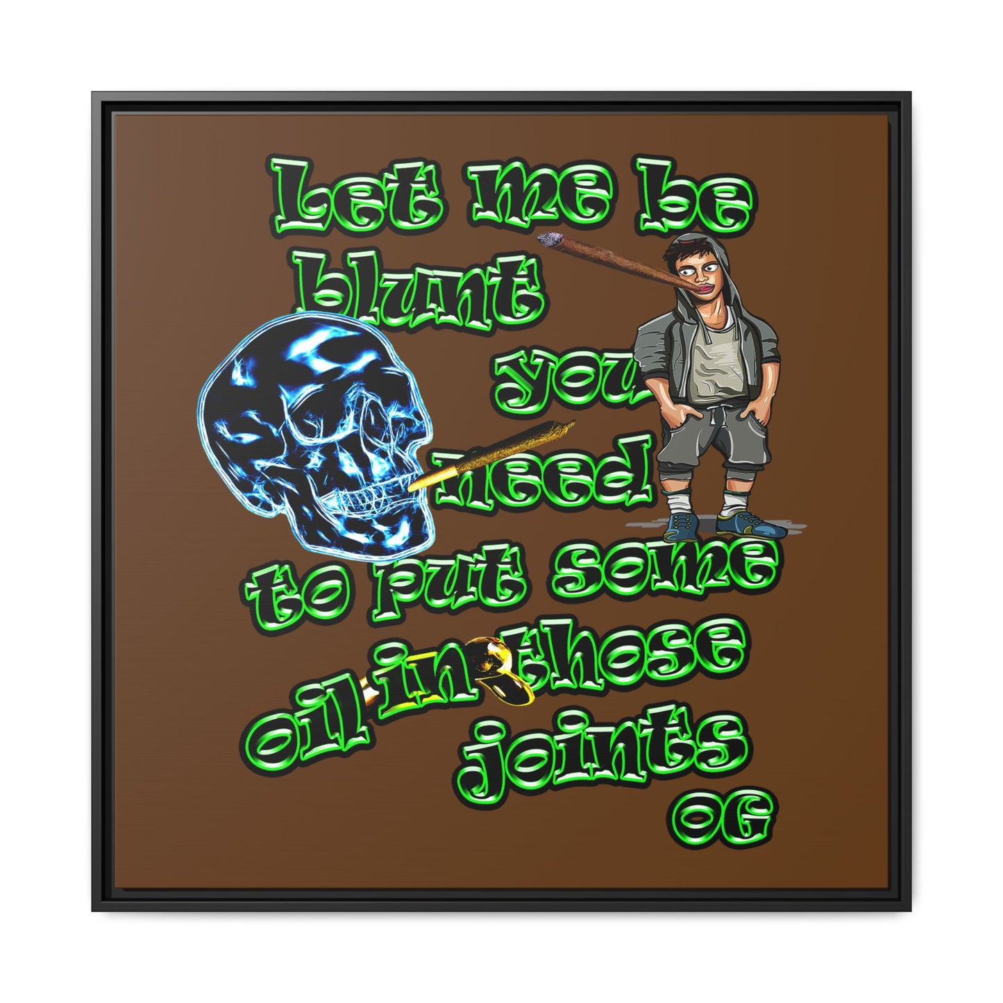 og - framed canvas art (brown)
