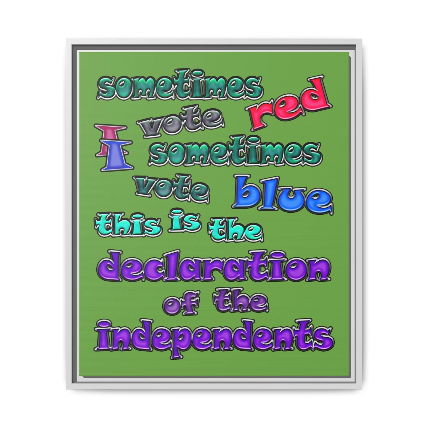 declaration of the independents - framed canvas art (green)