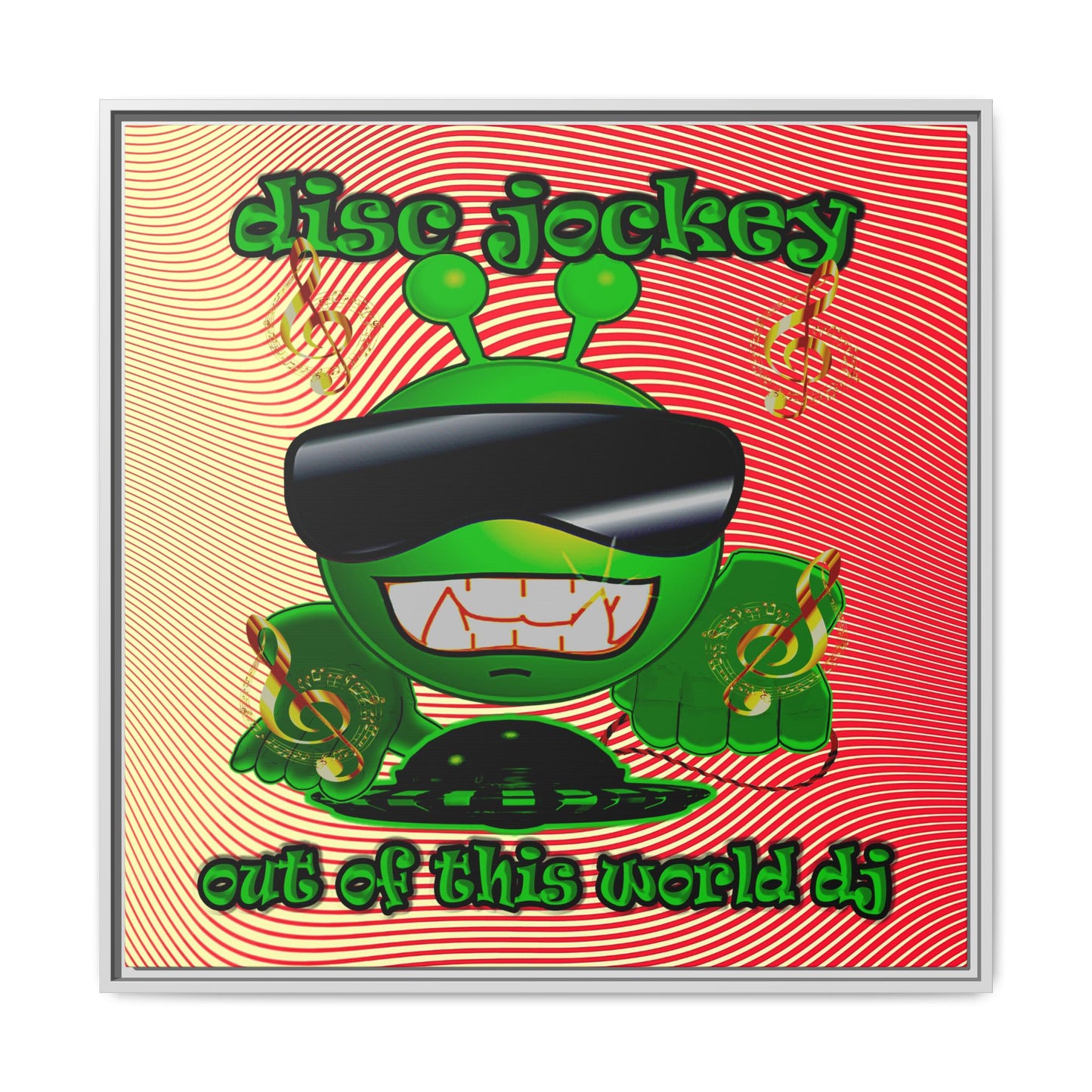 disc jockey - framed canvas art (yellow-orange wave)