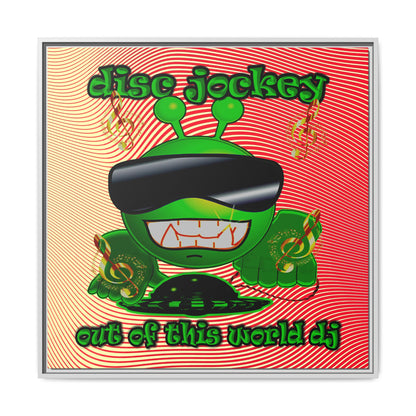 disc jockey - framed canvas art (yellow-orange wave)