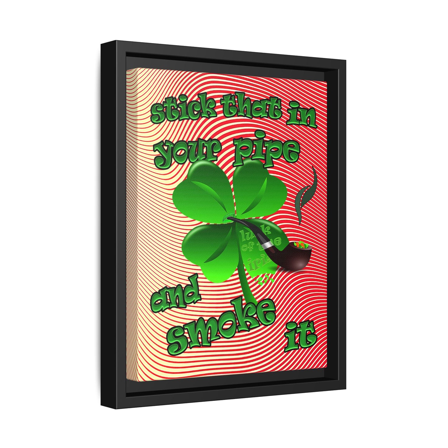 stick that in your pipe and smoke it - framed canvas art (yellow-orange wave)