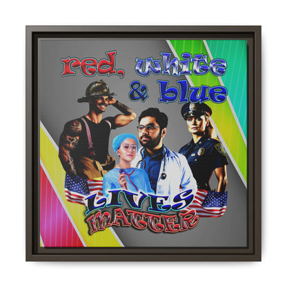 rw&b lives matter - framed canvas art (rainbow split)