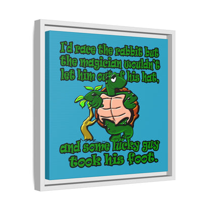 turtle race - framed canvas art (turquoise)