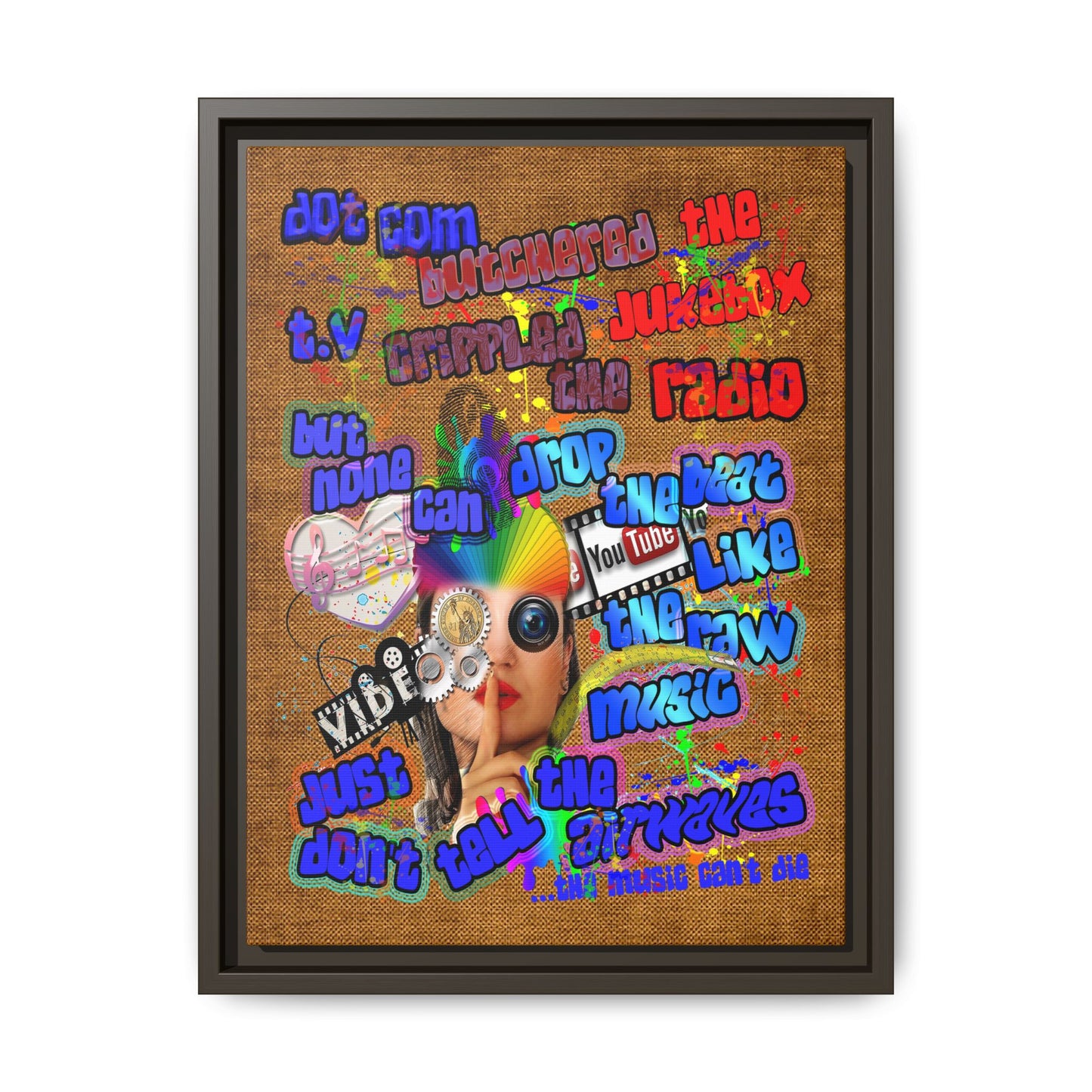 drop the beat - framed canvas art (brown papyrus)