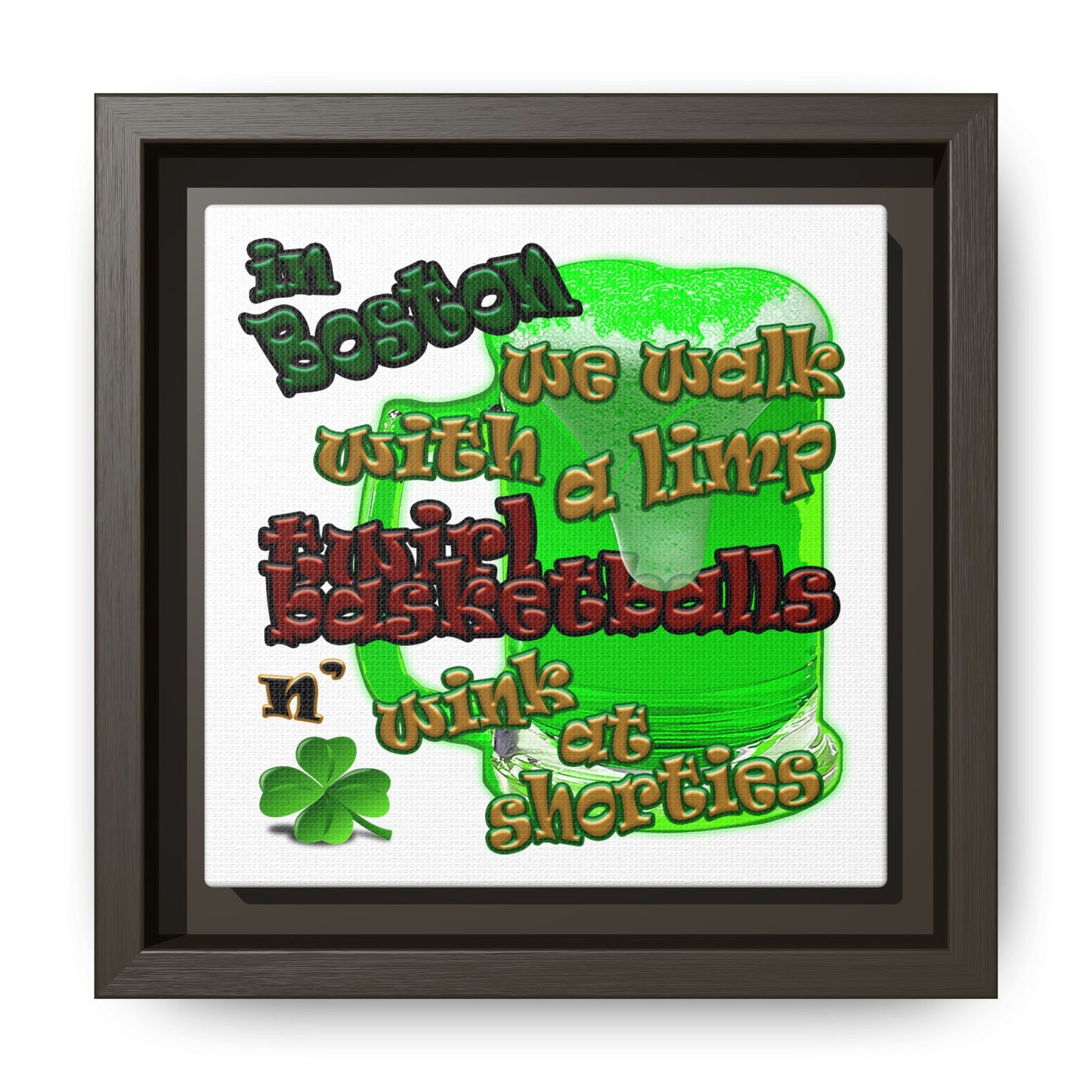 celtics logo - framed canvas art (white)