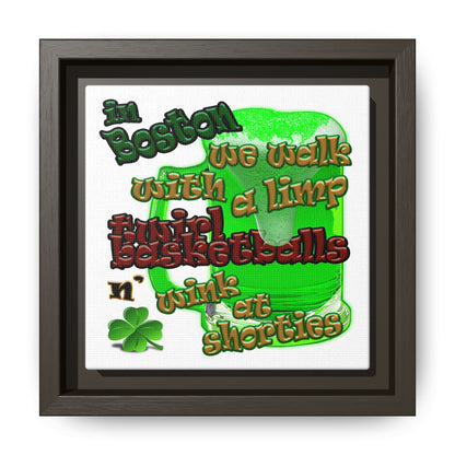 celtics logo - framed canvas art (white)