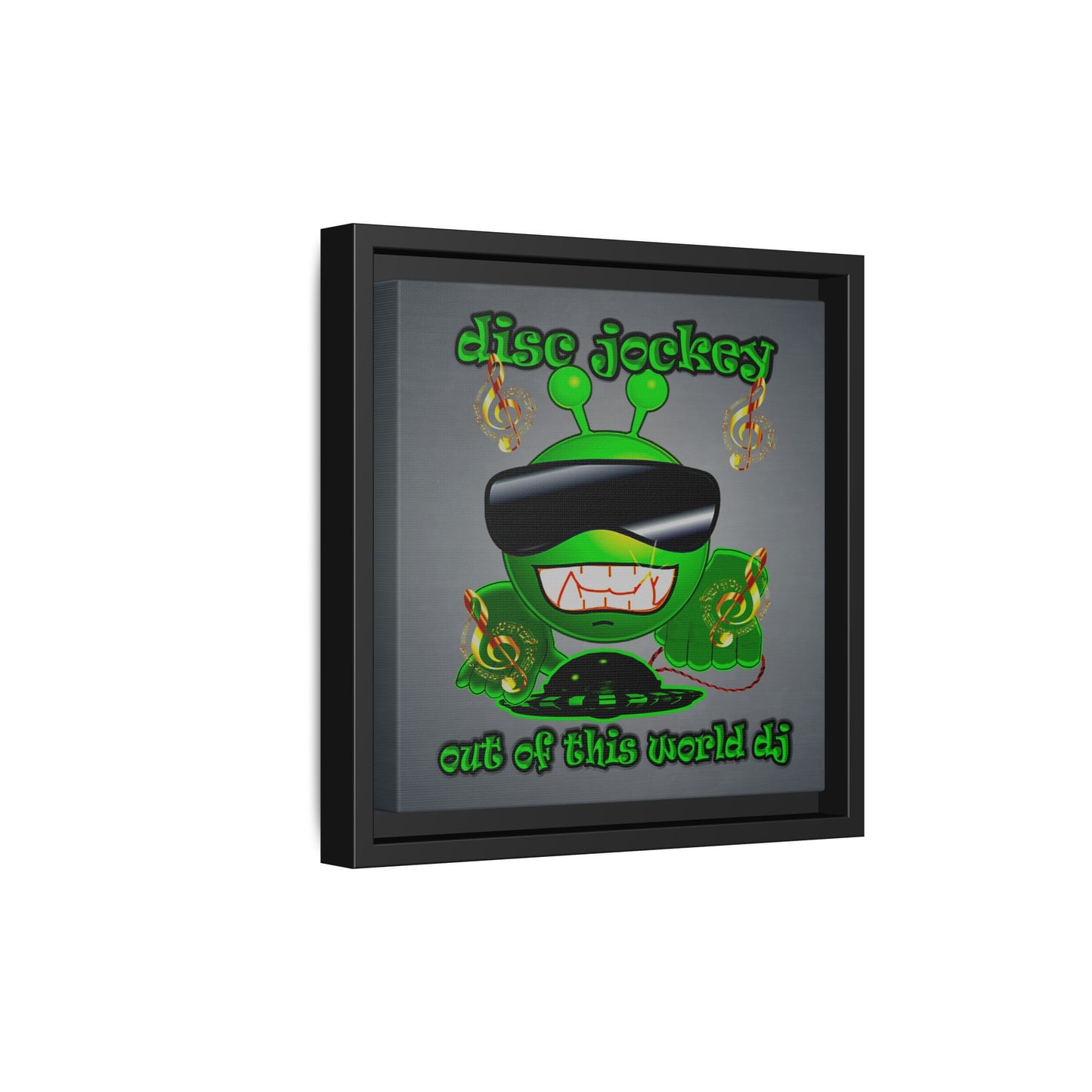 disc jockey - framed canvas art (grey-light grey)
