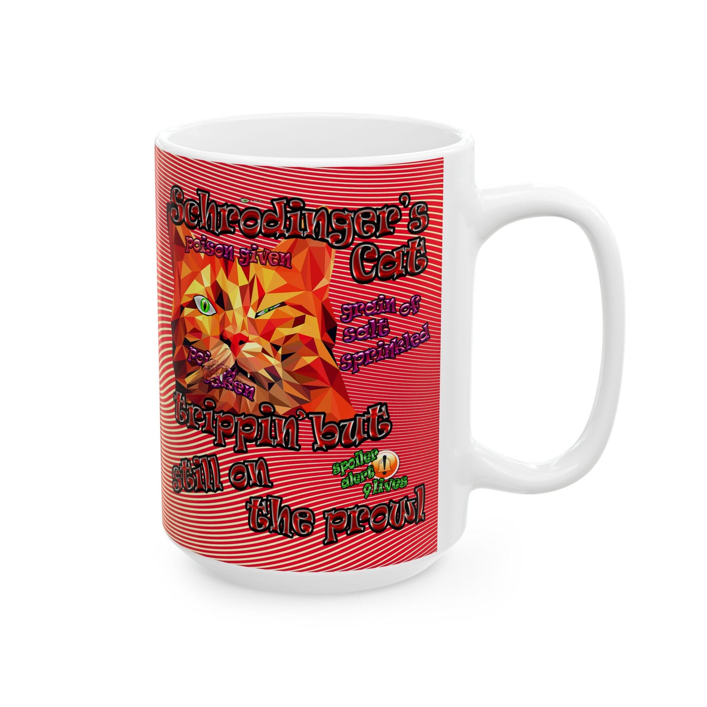 schrodinger's cat - White Mug (yellow-orange wave)