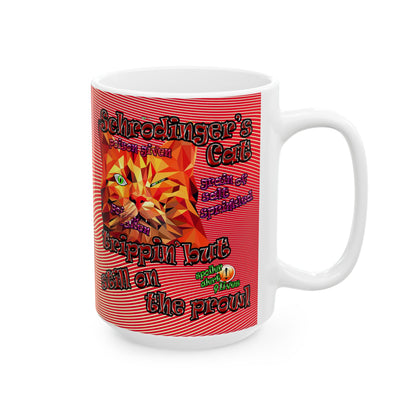 schrodinger's cat - White Mug (yellow-orange wave)