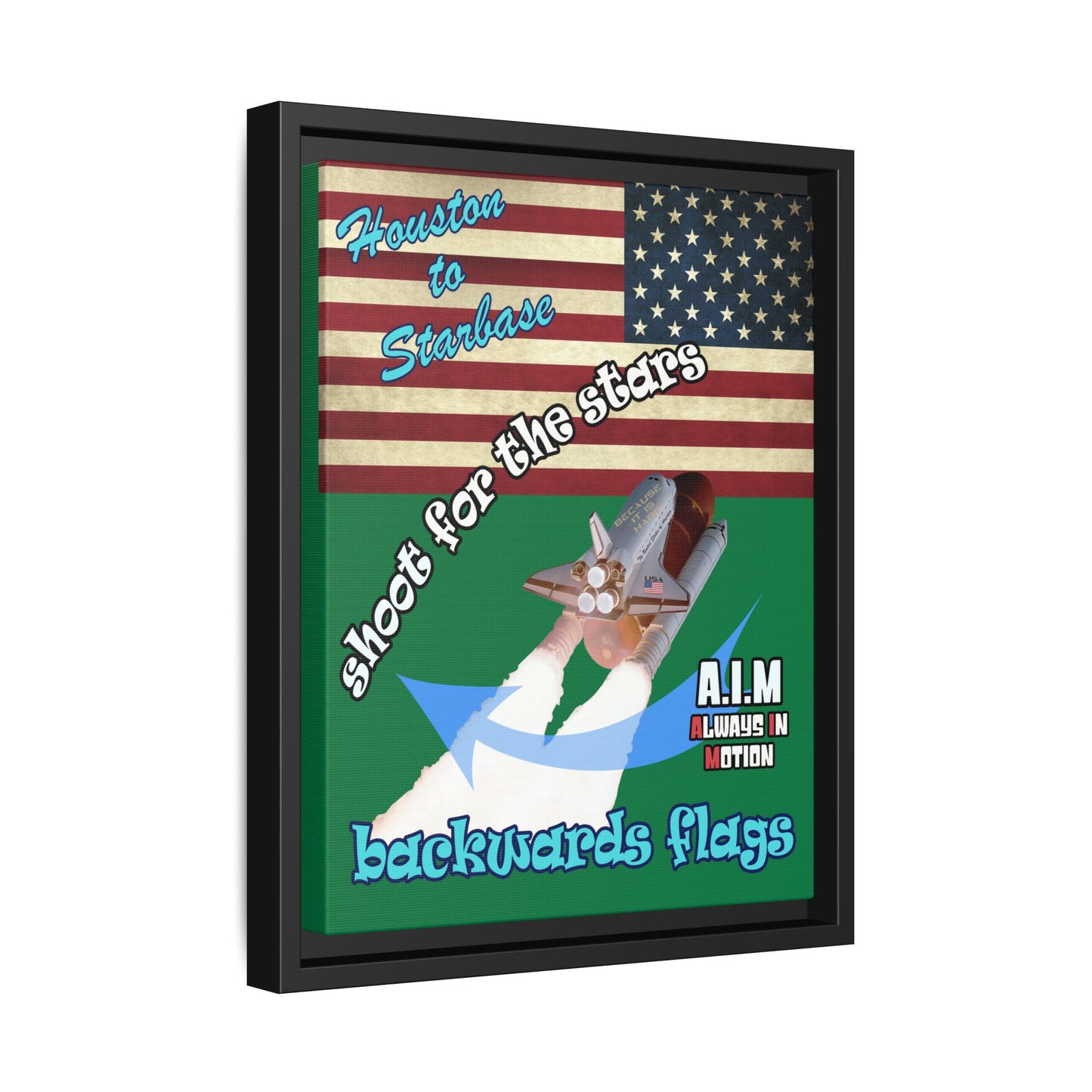 shoot for the stars - framed canvas art (dark green)