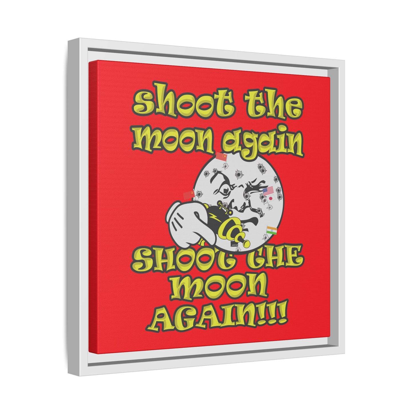 shoot the moon again - framed canvas art (red)