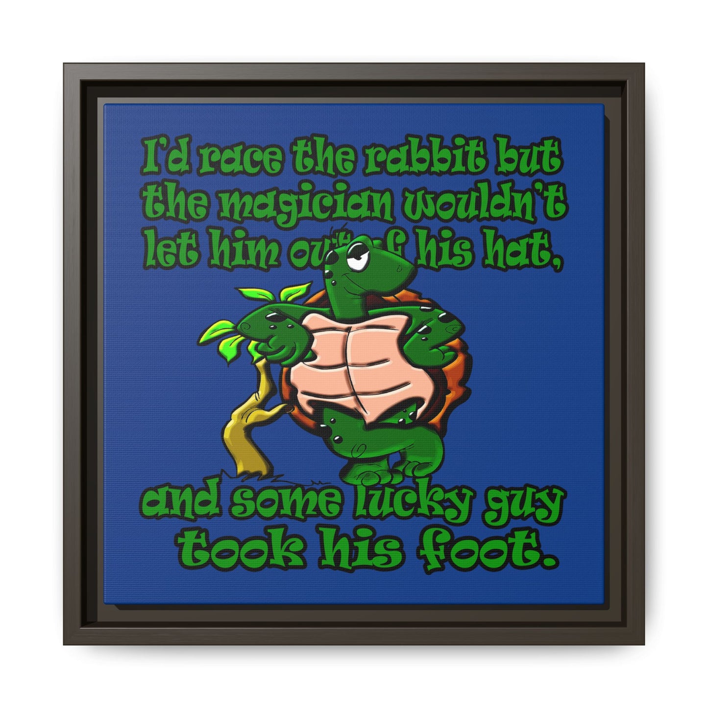 turtle race - framed canvas art (dark blue)