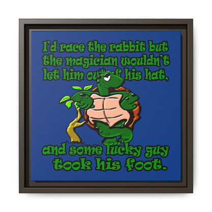 turtle race - framed canvas art (dark blue)