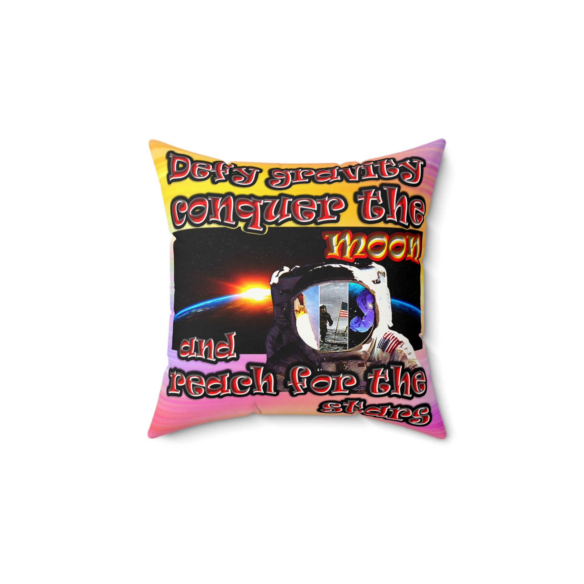 defy conquer reach - Faux Suede Square Pillow - (color blur)