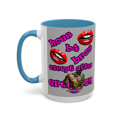 hoes b4 bros - Accent Mug (light grey)
