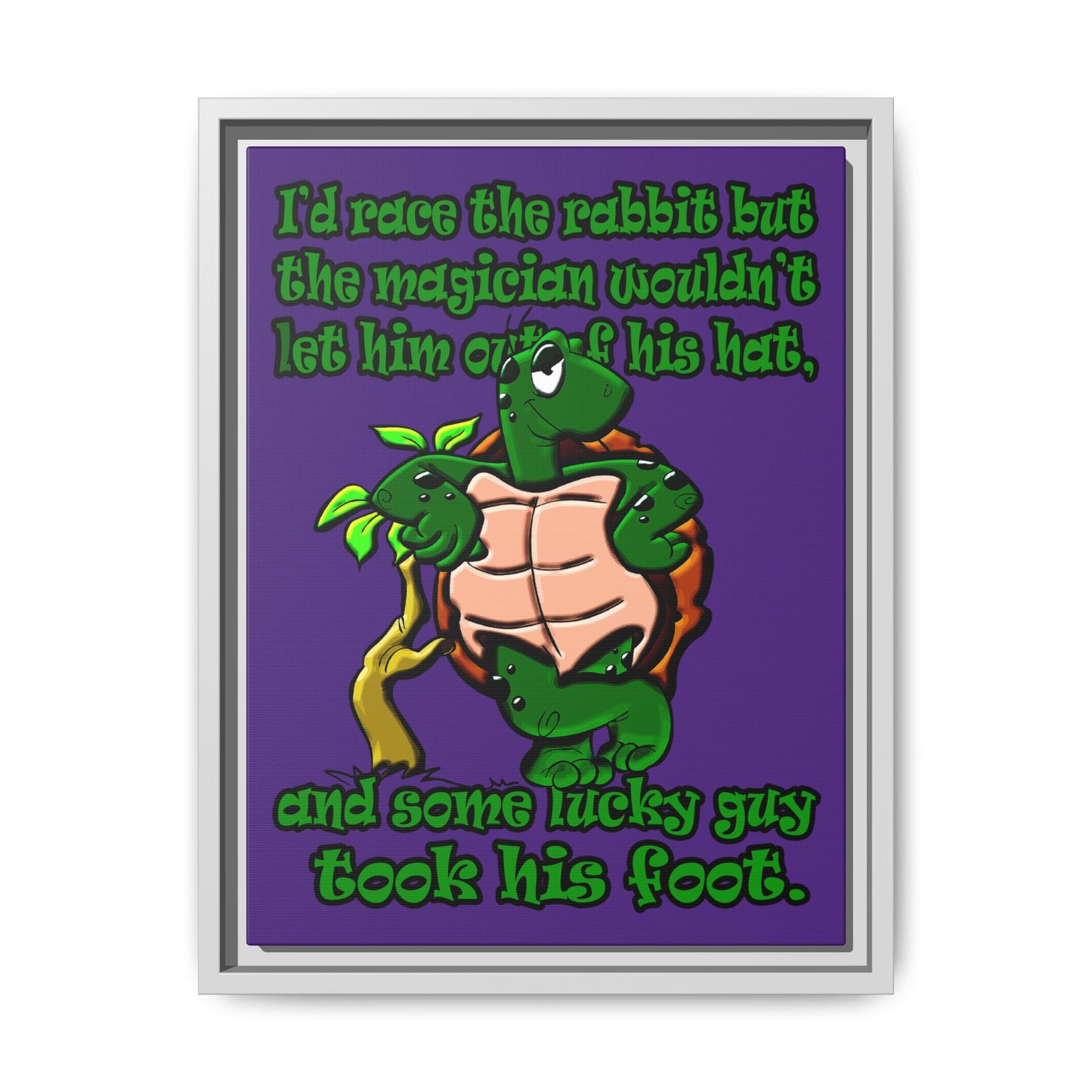 turtle race - framed canvas art (purple)