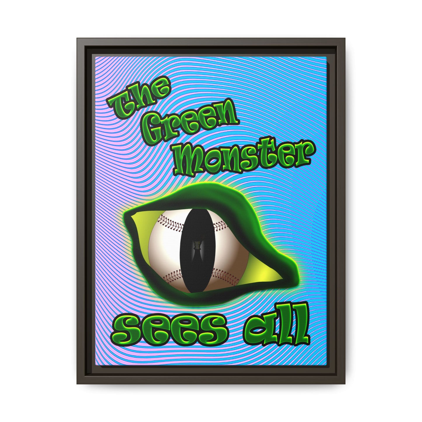 green monster - framed canvas art (light blue-purple wave)