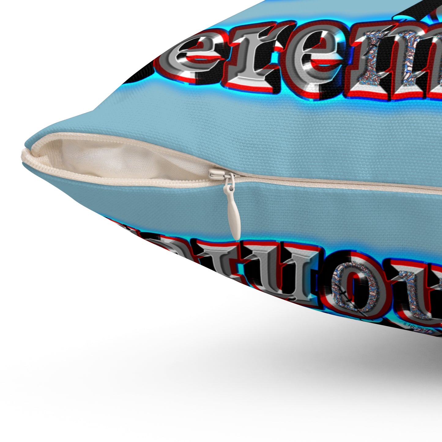 em cee squared - Spun Polyester Square Pillow - (aqua blue)