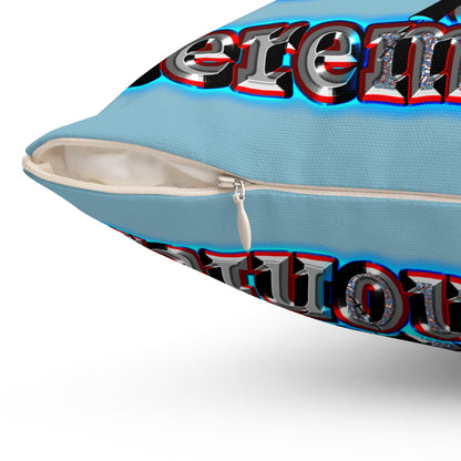 em cee squared - Spun Polyester Square Pillow - (aqua blue)
