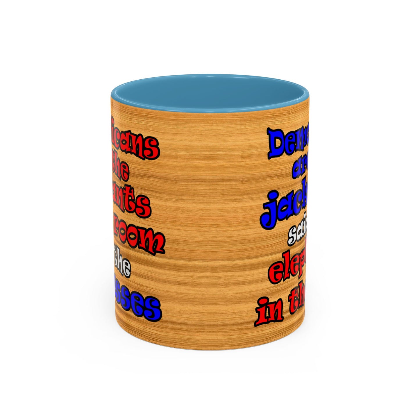 donkeys and elephants - Accent Mug (butterscotch wood finish)