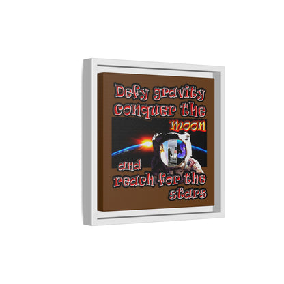 defy conquer reach - framed canvas art (brown)