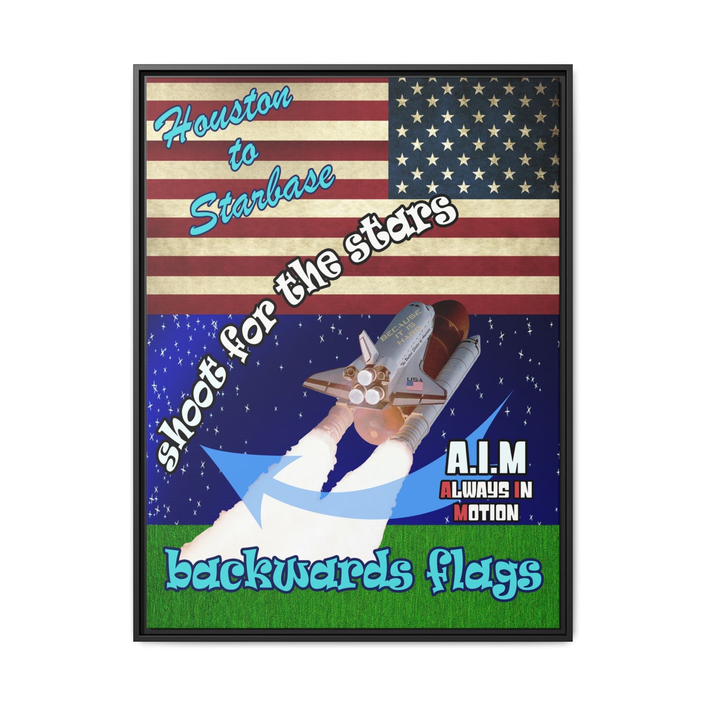 shoot for the stars - framed canvas art ('snoops' background)