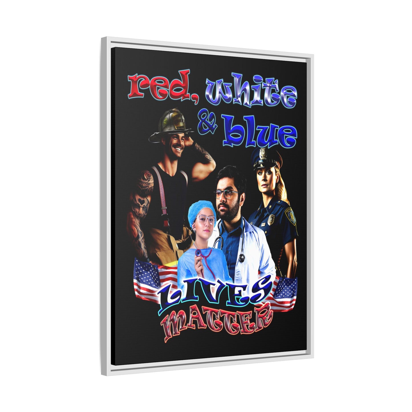 rw&b lives matter - framed canvas art (black)