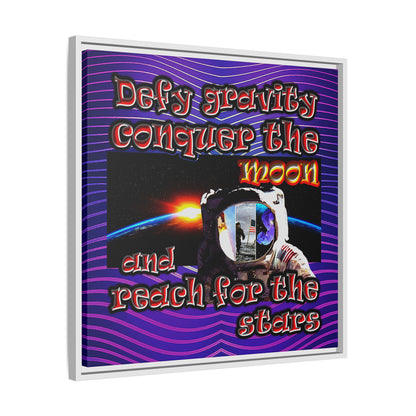 defy conquer reach - framed canvas art (purple wave)