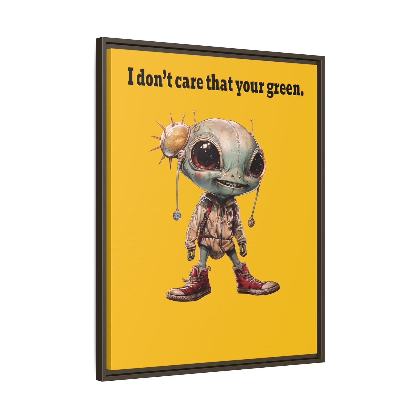 I don't care that your green - framed canvas art (yellow)