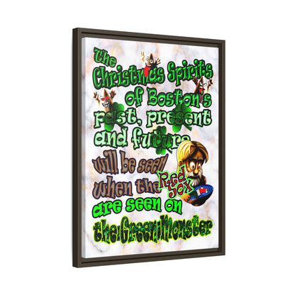 christmas spirits of boston - framed canvas art (white marble)