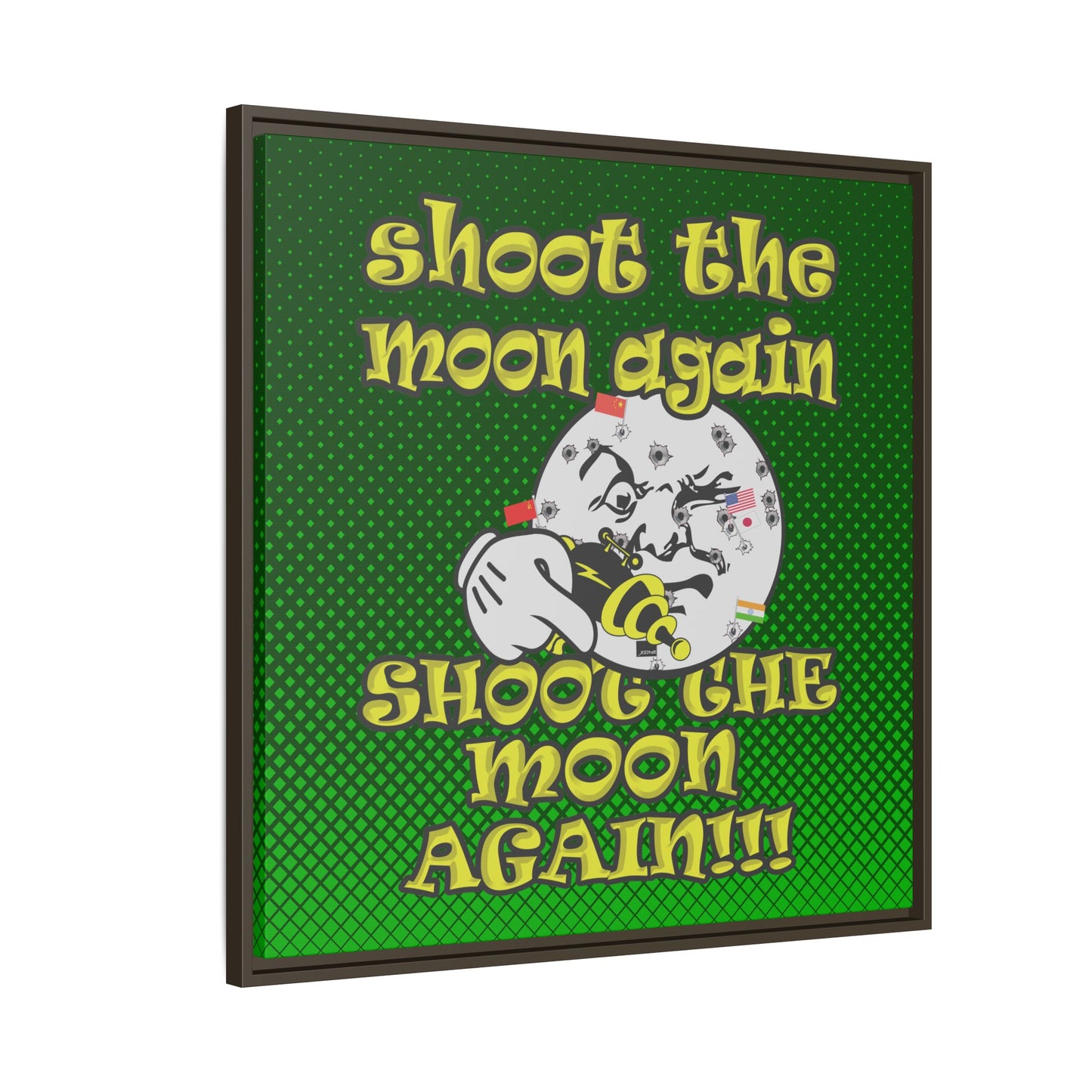 shoot the moon again - framed canvas art (logo green)