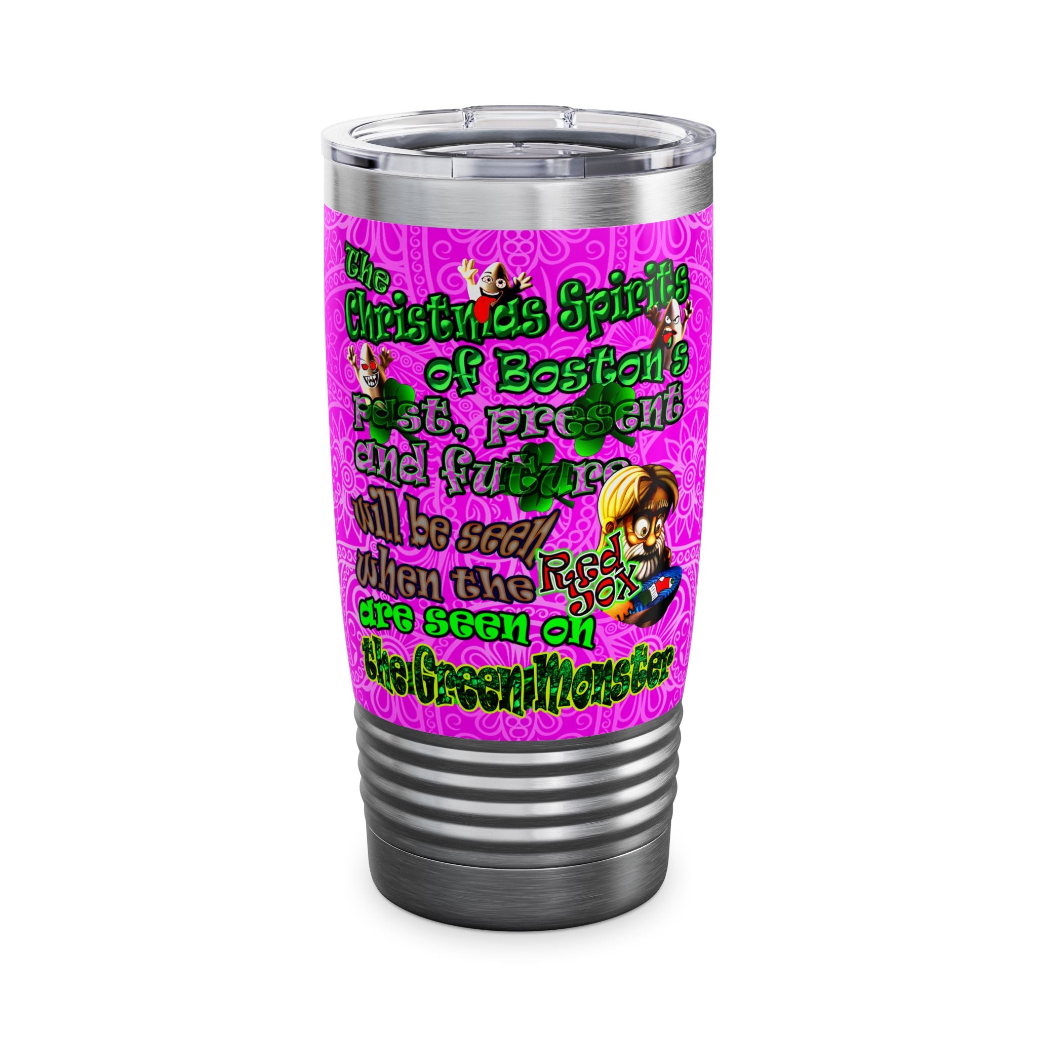 christmas spirits of boston - Ringneck Tumbler, 20oz (pink swirl)