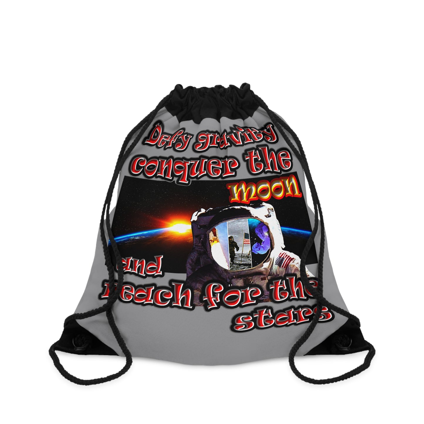 defy conquer reach - Drawstring Bag (grey)