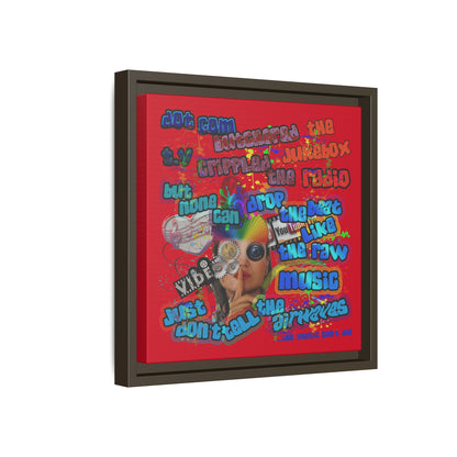 drop the beat - framed canvas art (dark red)